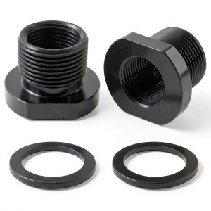 2 Pcs Thread Adapters and Washers, 1/2x28 Convert to 5/8x24 Thread Protector with Crush Washer (Black)-0